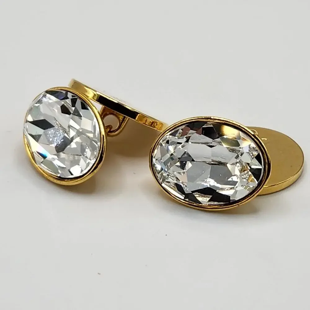 Escada Women's Cufflink Set Blinding Ice Crystal Golden Gold-Toned and Crystal
